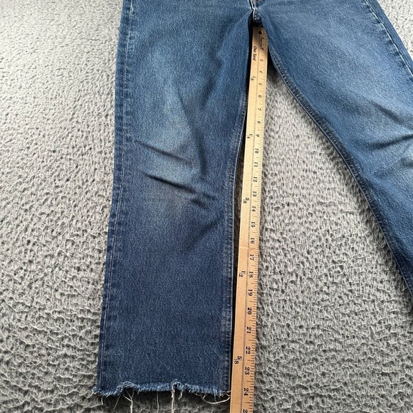 AGOLDE Jeans Womens 28 Riley Crop High Rise Button Fly Raw Hem Blue Denim Casual - Picture 9 of 15